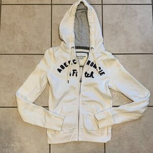 Women’s White Small Abercrombie & Fitch Zip-Up Jacket - A&F